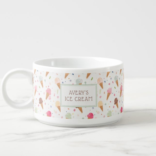 Personalized Name Ice Cream Bowl Cones & Sprinkles (Right)