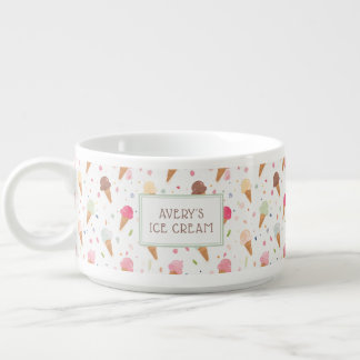 Personalized Name Ice Cream Bowl Cones & Sprinkles