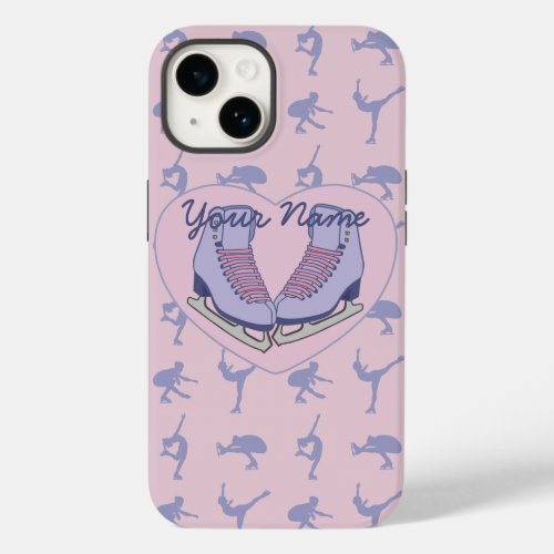Personalized Name Ice Skating Heart Skates Case_Mate iPhone 14 Case