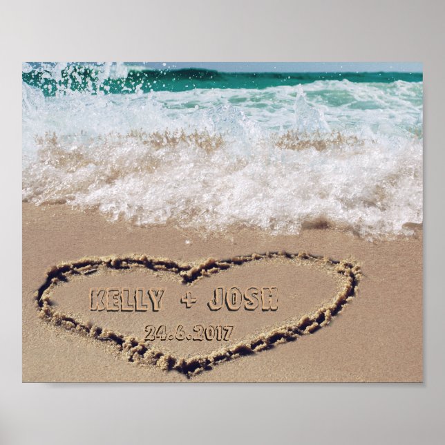 Personalized Name In Heart Sand Picture Poster (Front)