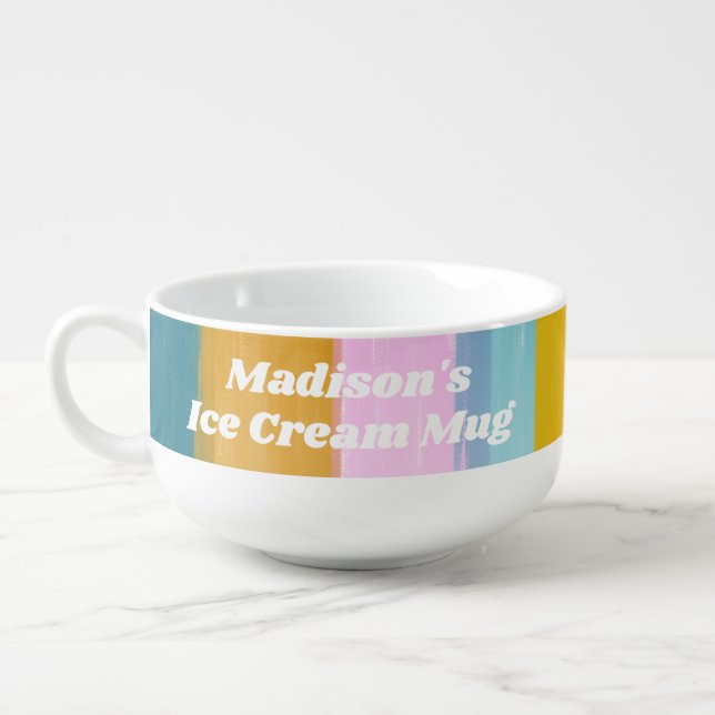 Personalized Name in Pastel Typography Ice Cream Soup Mug (Right)