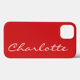 Personalized Name in Script Typography Modern Red iPhone 13 Case