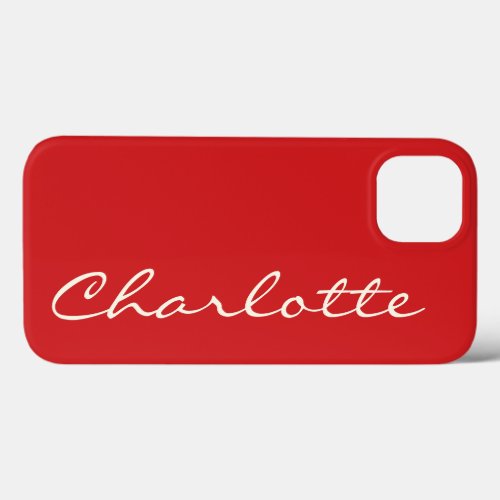 Personalized Name in Script Typography Modern Red iPhone 13 Case