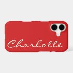 Personalized Name in Script Typography Modern Red iPhone 17 Case<br><div class="desc">Personalized Name in Script Typography Modern Red iPhone Case</div>