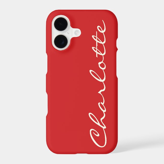 Personalized Name in Script Typography Modern Red Iphone Case (Back)