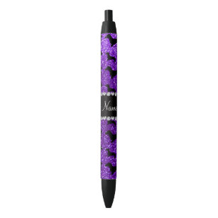Personalized name indigo purple glitter dachshunds black ink pen