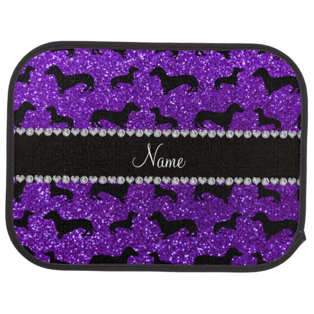 Personalized name indigo purple glitter dachshunds car mat (Rear)