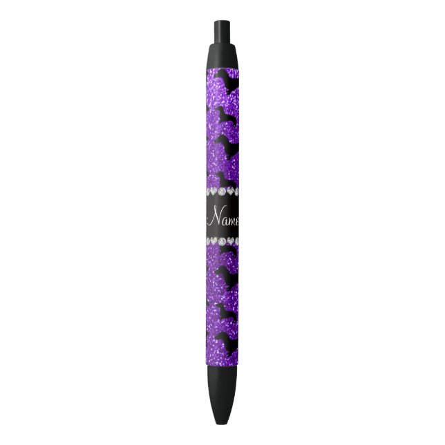 Personalized name indigo purple glitter dachshunds pen (Front Vertical)
