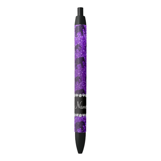 Personalized name indigo purple glitter elephants pen (Front Vertical)