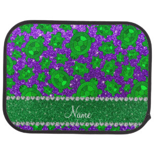 Personalized name indigo purple glitter sea turtle car mat
