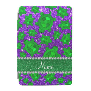 Personalized name indigo purple glitter sea turtle iPad mini cover