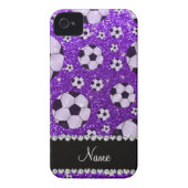 Personalized name indigo purple glitter soccer Case-Mate iPhone case (Back)