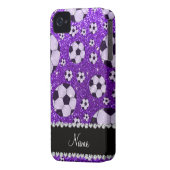Personalized name indigo purple glitter soccer Case-Mate iPhone case (Back Left)