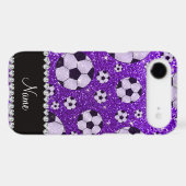 Personalized name indigo purple glitter soccer Case-Mate iPhone case (Back (Horizontal))