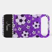Personalized name indigo purple glitter soccer Case-Mate iPhone case (Back (Horizontal))