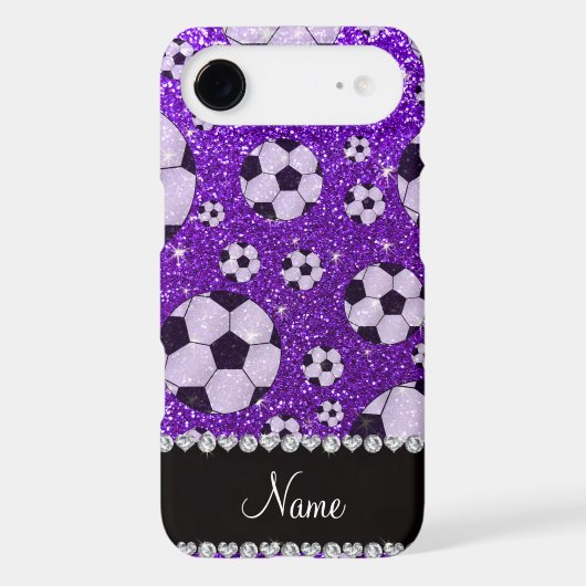 Personalized name indigo purple glitter soccer Case-Mate iPhone case (Back)