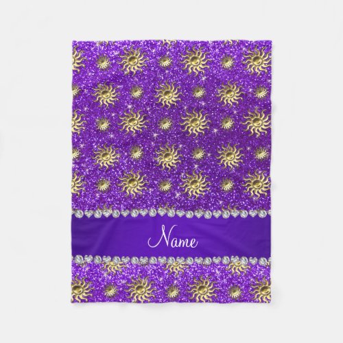 Personalized name indigo purple gold suns fleece blanket