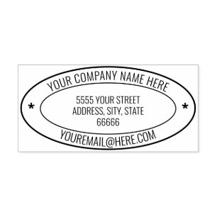 Personalized Name Info Address Oval Rubber Stamp