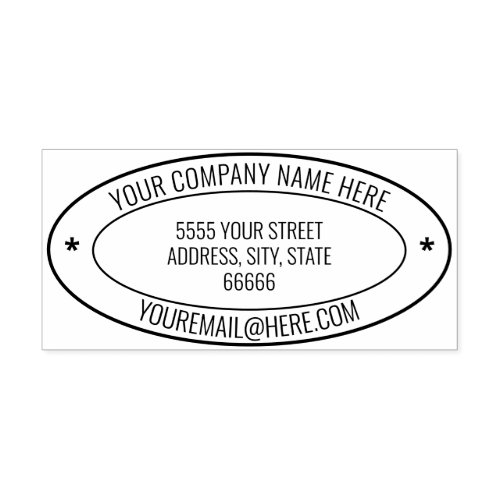 Personalized Name Info Address Oval Rubber Stamp