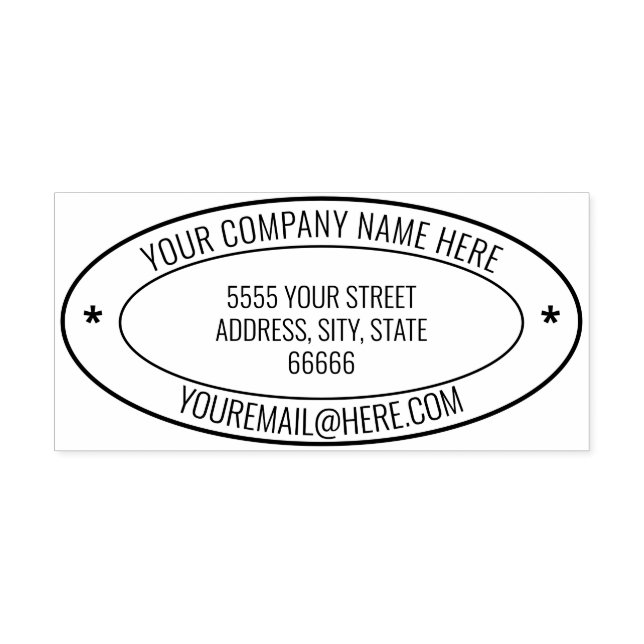 Personalized Name Info Address Oval Rubber Stamp (Imprint)