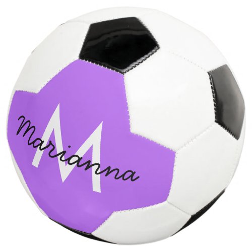 Personalized Name Initial Girly Neon Purple Soccer Ball
