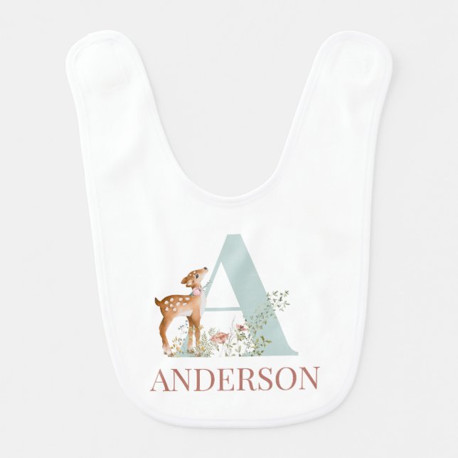 Personalized Name Initial Letter A Baby  Baby Bib (Front)