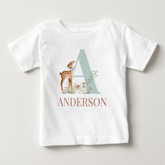 Personalized Name Initial Letter A Baby T-Shirt (Front)