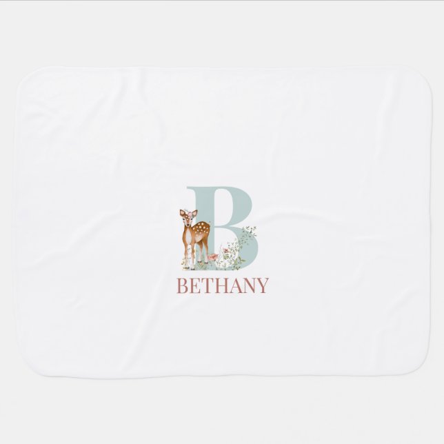 Personalized Name Initial Letter B Baby  Blanket (Horizontal)