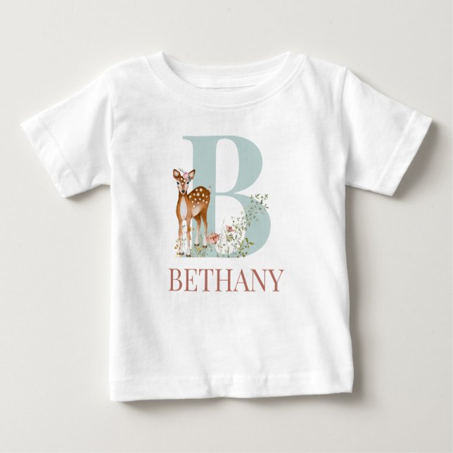 Personalized Name Initial Letter B Baby T-Shirt (Front)