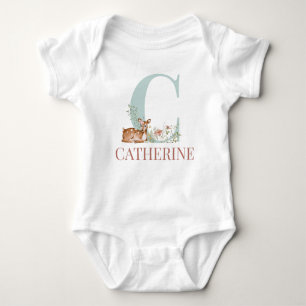 Personalized Name Initial Letter C Baby Bodysuit
