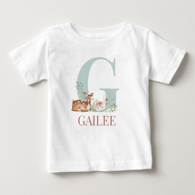 Personalized Name Initial Letter G Baby T-Shirt (Front)