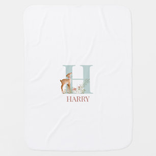 Personalized Name Initial Letter H Baby Blanket