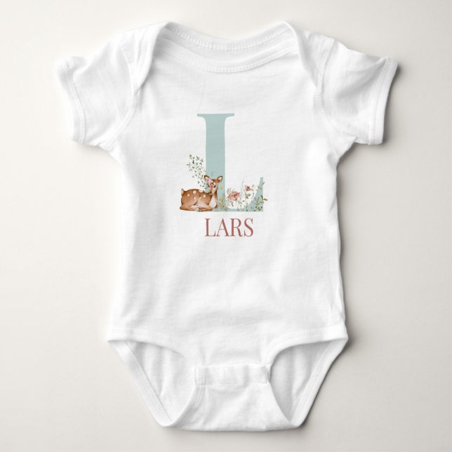 Personalized Name Initial Letter L Baby Bodysuit (Front)