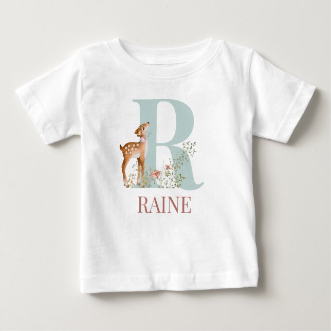 Personalized Name Initial Letter R Baby T-Shirt (Front)