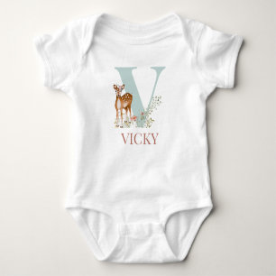Personalized Name Initial Letter V Baby Bodysuit