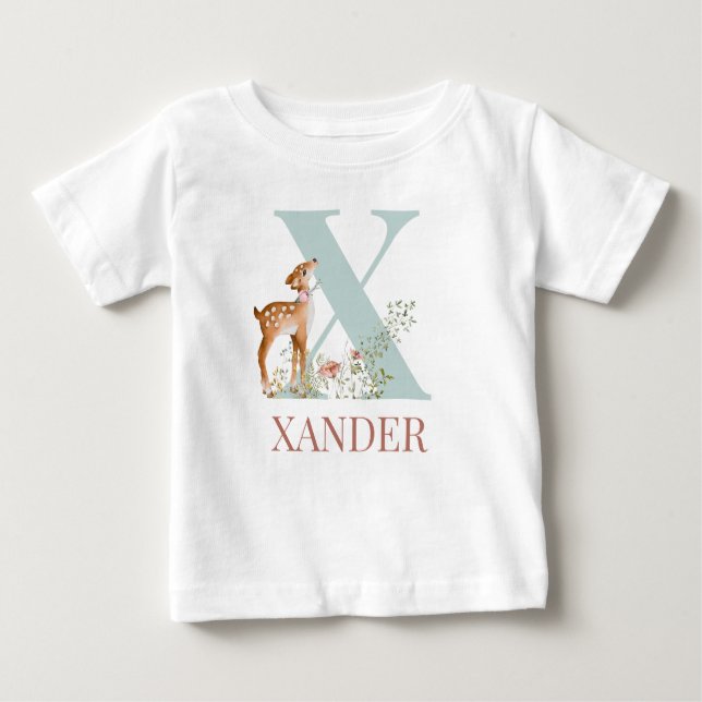 Personalized Name Initial Letter X Baby T-Shirt (Front)