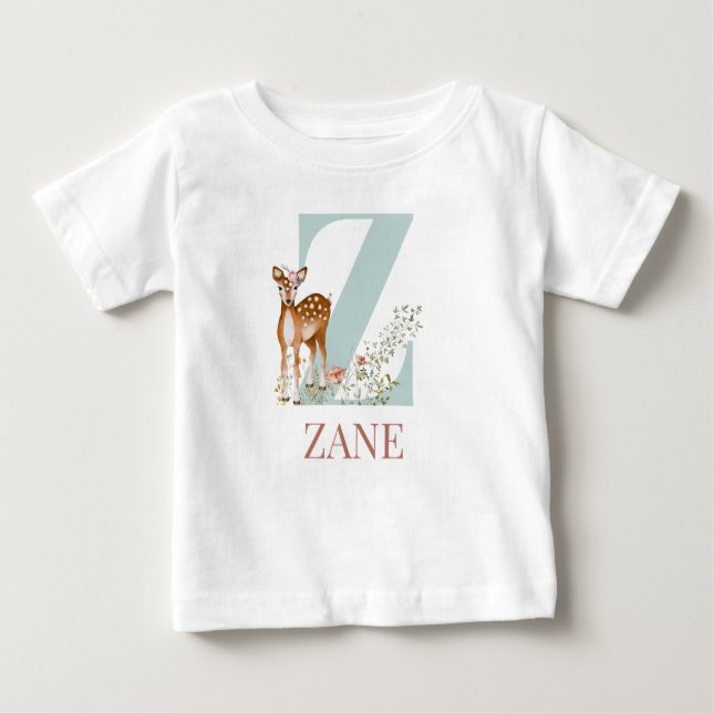 Personalized Name Initial Letter Z Baby T-Shirt (Front)
