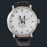 Personalized Name Initial Monogram Watch<br><div class="desc">A simple personalized graduation watch gift featuring initial in black with name monogram. Simple classic look.</div>