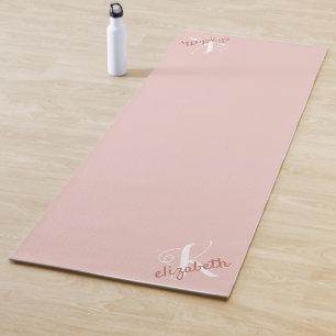 Personalized Name Initial Pink Monogram Yoga Mat
