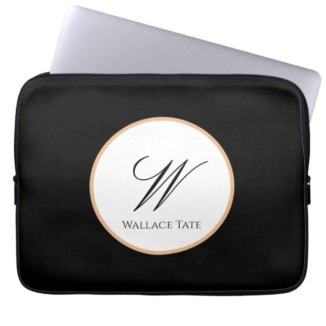 Personalized Name & Initial Tech Gift Laptop Sleeve (Front)