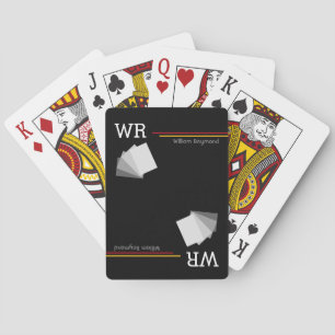 personalized name initials black poker cards