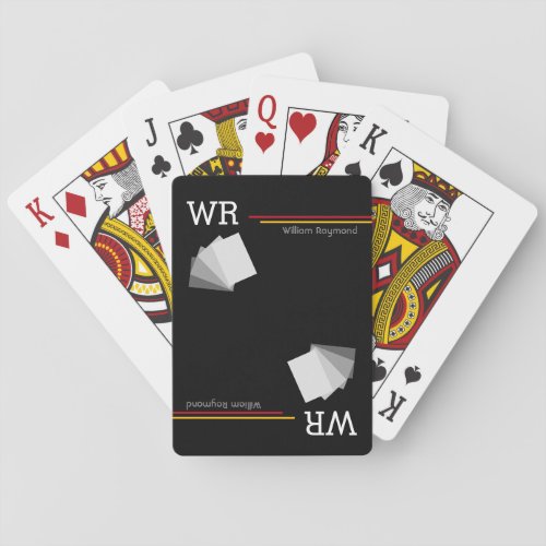 personalized name initials black poker cards