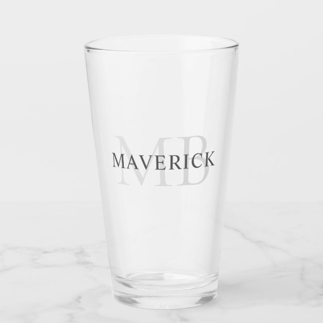 Personalized Name & Initials Monogram Beer Glass (Front)