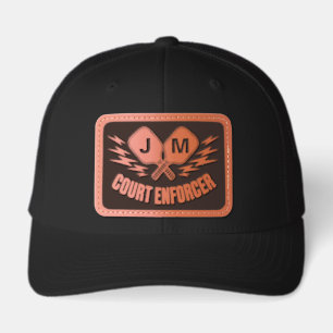 Personalized Name Initials Pickleball Court Leather Patch Hat