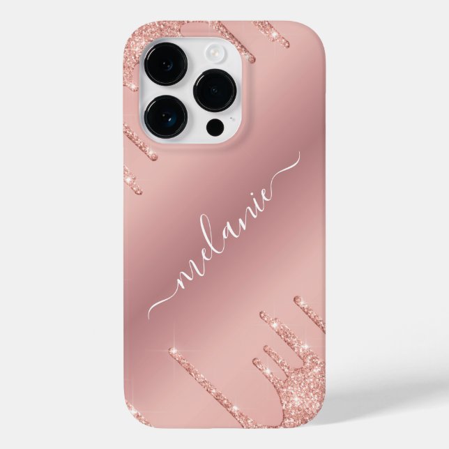 Personalized Name iPhone Case Rose Blush Glitter (Back)