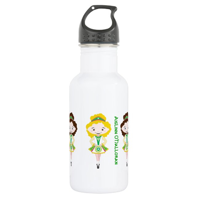 Personalized name irish dancer dancing troupe stainless steel water bottle (Front)