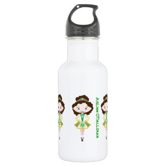 Personalized name irish dancing troupe brown hair stainless steel water bottle