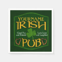 Personalized Name Irish Pub Paper Napkins