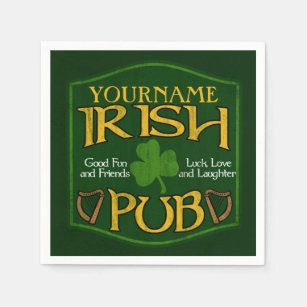 Personalized Name Irish Pub Paper Napkins