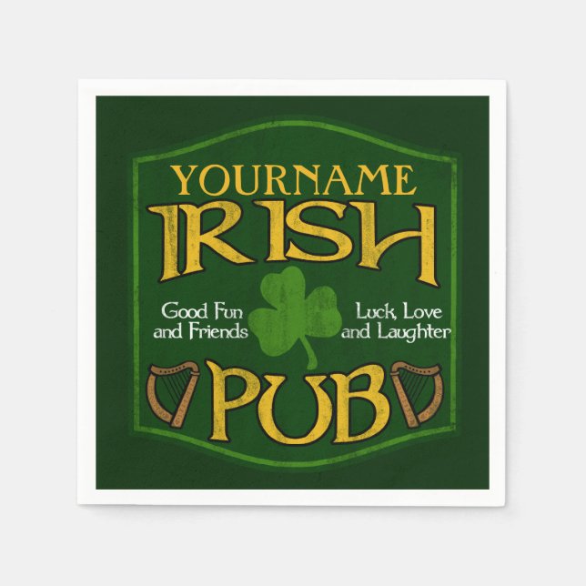 Personalized Name Irish Pub Paper Napkins (Front)